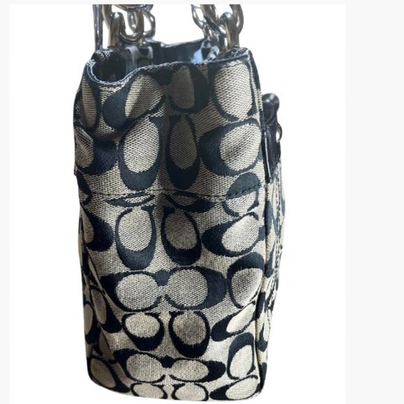 Coach Penelope Signature Carryall Tote in Black and Gray Monogram Canvas EUC - Picture 2 of 15